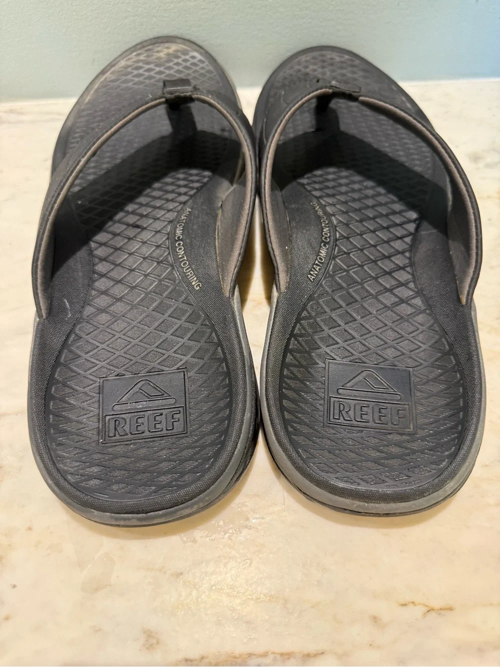 Reef Deckhand Slip On Flip Flop Waterproof Black Sandal, size 12